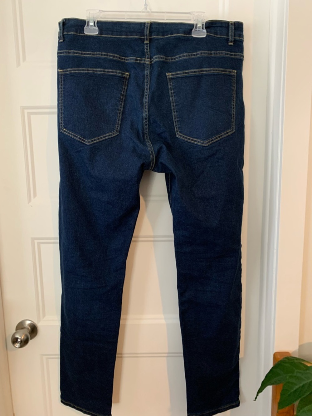 Men's Dark Blue Jeans - Classic Slim Fit - Picture 2 of 2